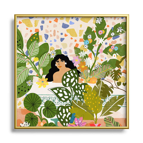 Alja Horvat Bathing With Plants Metal Square Framed Art Print