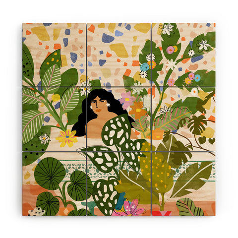 Alja Horvat Bathing With Plants Wood Wall Mural
