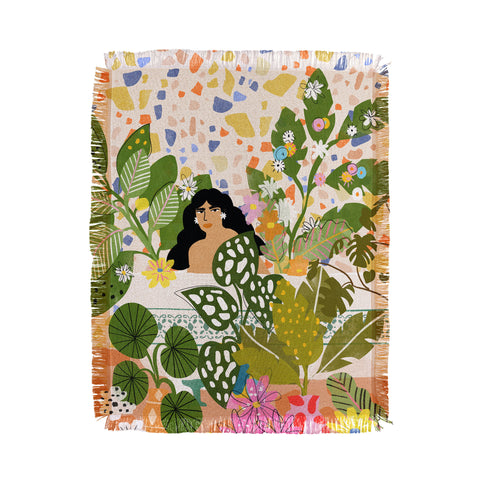 Alja Horvat Bathing With Plants Throw Blanket