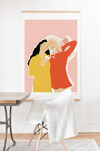 Alja Horvat Best Friends and Wine Art Print And Hanger
