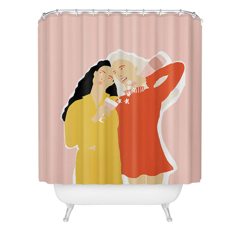 Alja Horvat Best Friends and Wine Shower Curtain