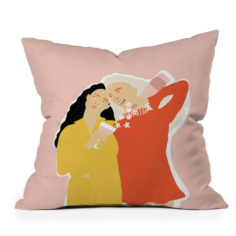 Alja Horvat Best Friends and Wine Throw Pillow