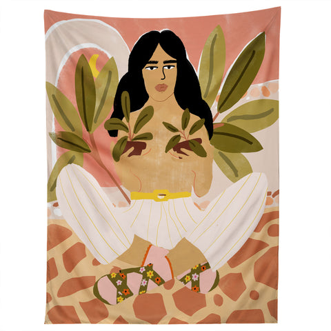 Alja Horvat Crazy Plant Lady Tapestry
