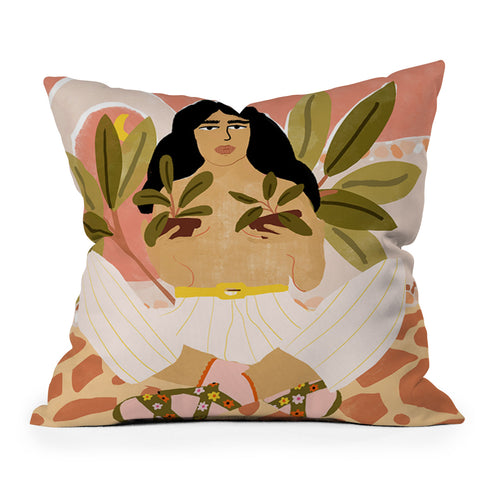 Alja Horvat Crazy Plant Lady Throw Pillow