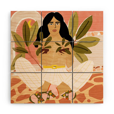 Alja Horvat Crazy Plant Lady Wood Wall Mural