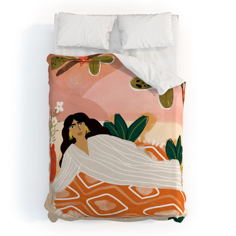 Alja Horvat Laying under the full moon Duvet Cover