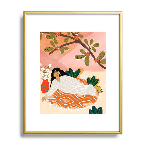 Alja Horvat Laying under the full moon Metal Framed Art Print