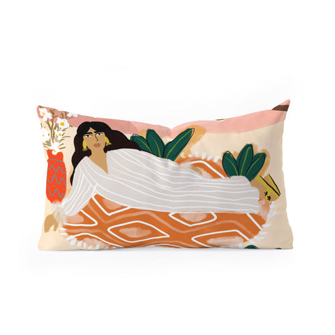 Alja Horvat Laying under the full moon Oblong Throw Pillow