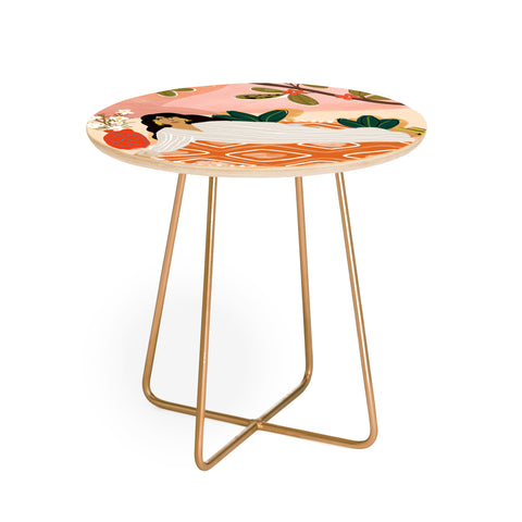 Alja Horvat Laying under the full moon Round Side Table