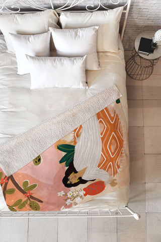 Alja Horvat Laying under the full moon Fleece Throw Blanket