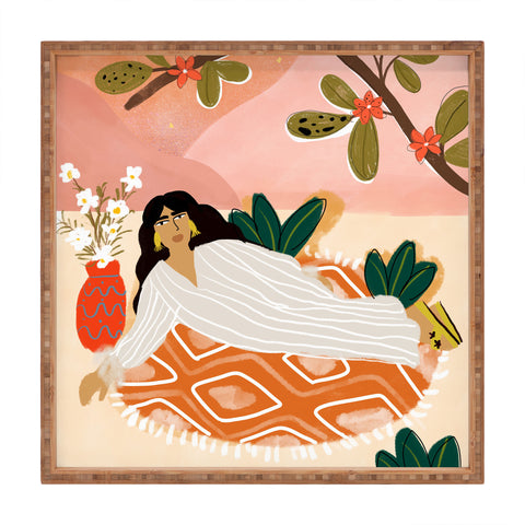 Alja Horvat Laying under the full moon Square Tray