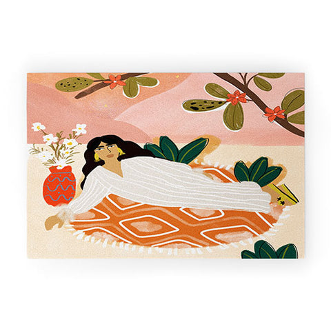 Alja Horvat Laying under the full moon Welcome Mat