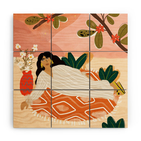 Alja Horvat Laying under the full moon Wood Wall Mural