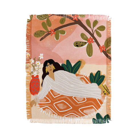 Alja Horvat Laying under the full moon Throw Blanket