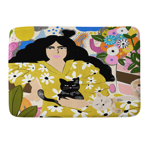 Alja Horvat Life with cats Memory Foam Bath Mat