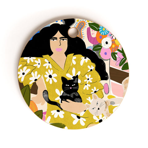 Alja Horvat Life with cats Cutting Board Round