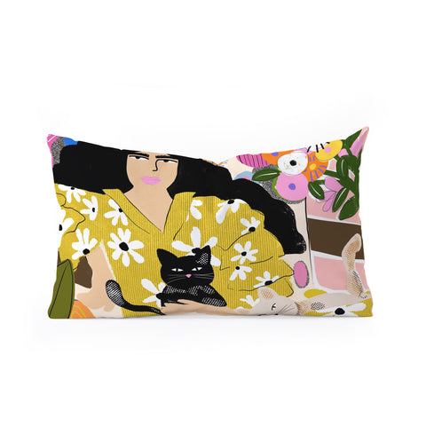 Alja Horvat Life with cats Oblong Throw Pillow