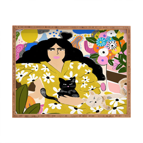 Alja Horvat Life with cats Rectangular Tray