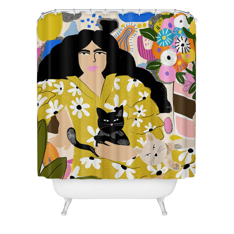 Alja Horvat Life with cats Shower Curtain