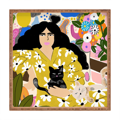 Alja Horvat Life with cats Square Tray