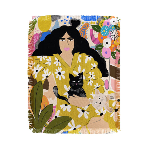 Alja Horvat Life with cats Throw Blanket