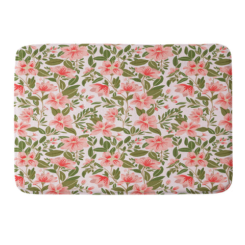 Alja Horvat Pink Botanical Pattern Memory Foam Bath Mat