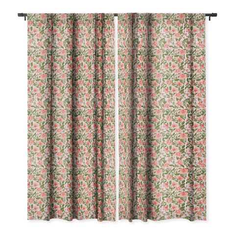 Alja Horvat Pink Botanical Pattern Blackout Window Curtain