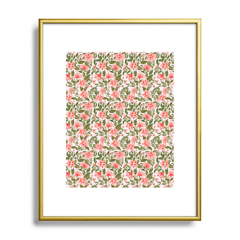 Alja Horvat Pink Botanical Pattern Metal Framed Art Print