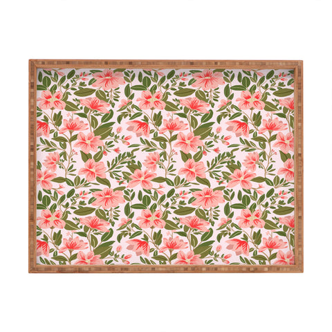 Alja Horvat Pink Botanical Pattern Rectangular Tray