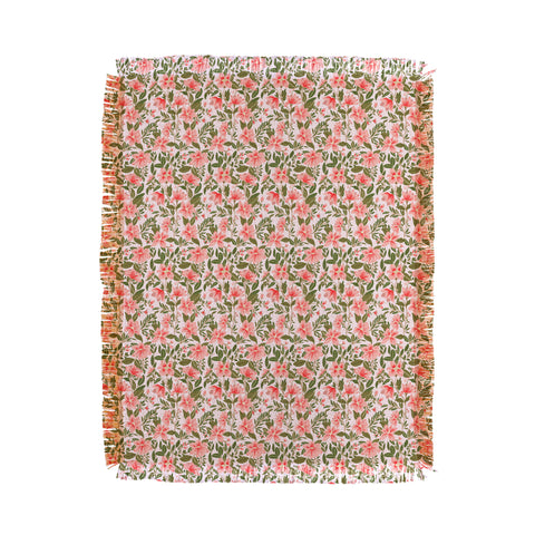 Alja Horvat Pink Botanical Pattern Throw Blanket