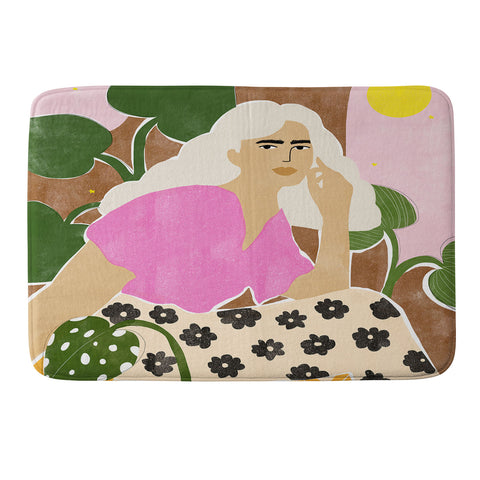 Alja Horvat Spending time with my plants Memory Foam Bath Mat