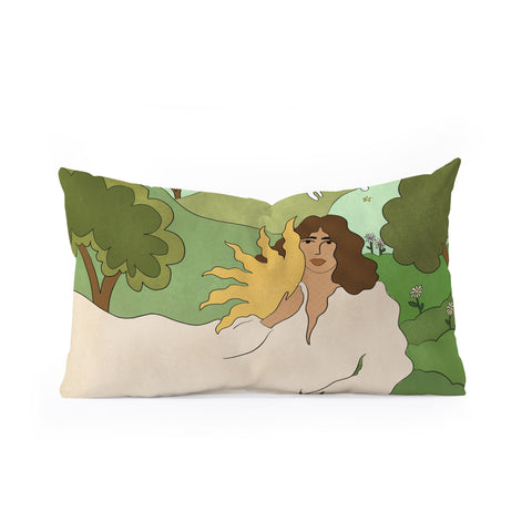 Alja Horvat Sun in her hands Oblong Throw Pillow