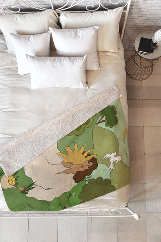 Alja Horvat Sun in her hands Fleece Throw Blanket