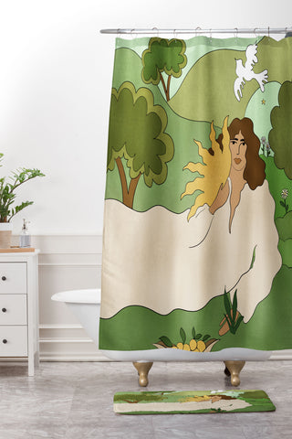 Alja Horvat Sun in her hands Shower Curtain And Mat