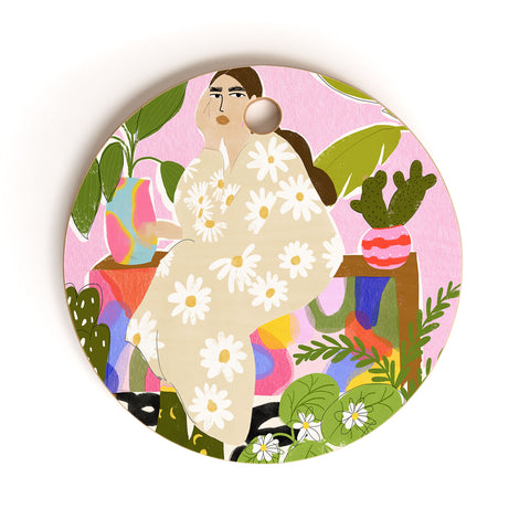 Alja Horvat Taking care of my plants Cutting Board Round