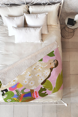 Alja Horvat Taking care of my plants Fleece Throw Blanket
