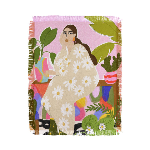 Alja Horvat Taking care of my plants Throw Blanket