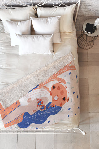 Alja Horvat Thinkin about kissin you Fleece Throw Blanket