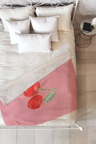 Alja Horvat Yummi Cherry Fleece Throw Blanket