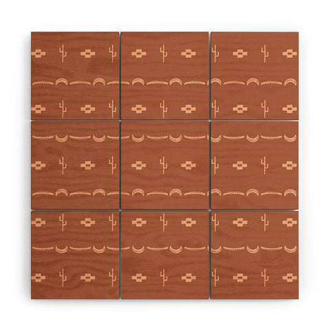 Allie Falcon Adobe Cactus Pattern Wood Wall Mural