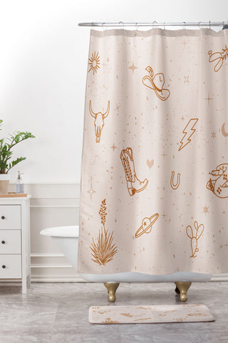 Allie Falcon Cowboy Things Shower Curtain And Mat