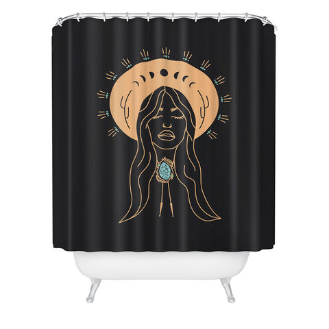 Allie Falcon Desert Angel in Peach Grey Shower Curtain