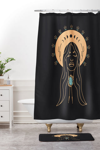 Allie Falcon Desert Angel in Peach Grey Shower Curtain And Mat