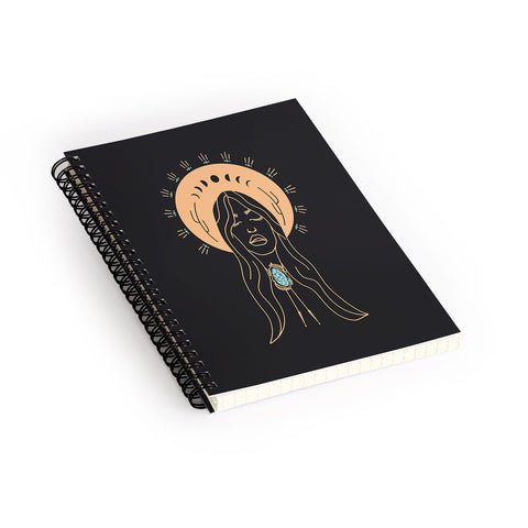 Allie Falcon Desert Angel in Peach Grey Spiral Notebook