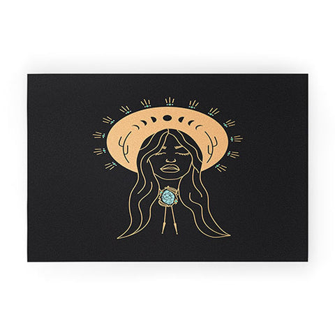 Allie Falcon Desert Angel in Peach Grey Welcome Mat