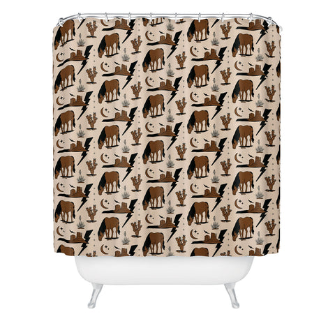 Allie Falcon Electric Oasis Black Brown Shower Curtain