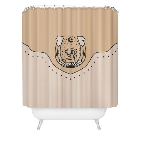 Allie Falcon Good Fortune Gal Neutral Shower Curtain