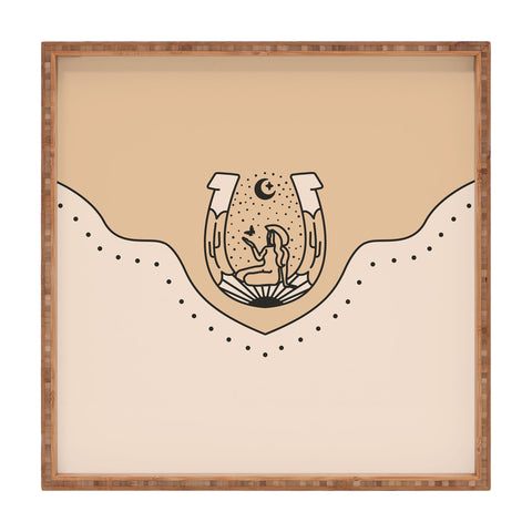Allie Falcon Good Fortune Gal Neutral Square Tray
