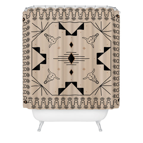 Allie Falcon Lost Desert Tile Black Camel Shower Curtain