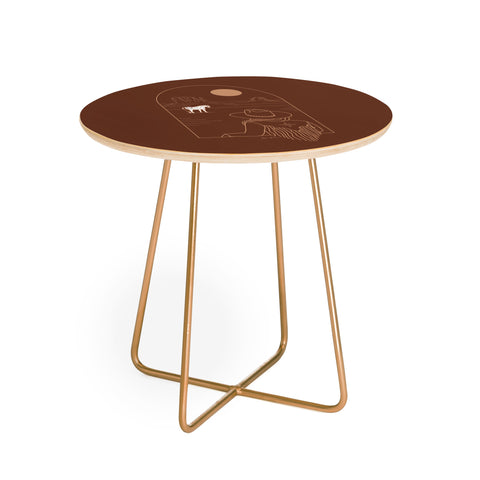 Allie Falcon Lost Pony in Burnt Clay Round Side Table